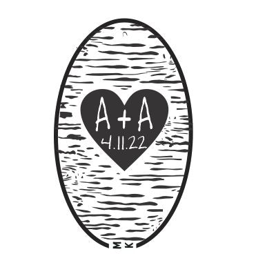 Tree | Aspen Tree Carved Initials