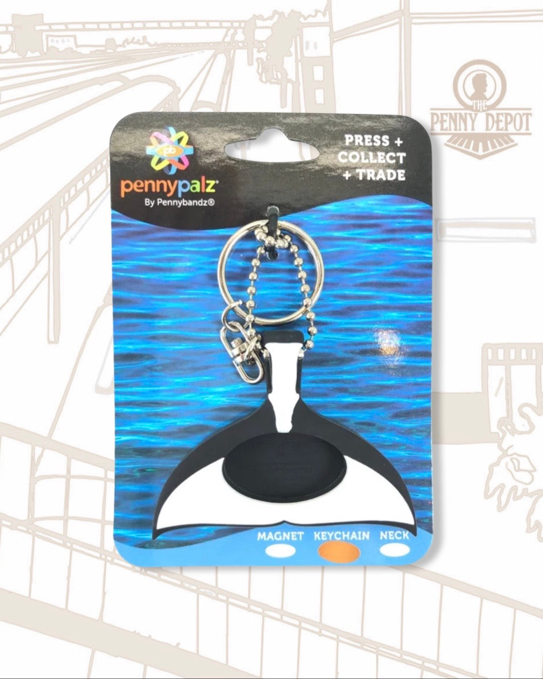 Whale Tail PennyPalz Pennybandz - Pressed Penny Magnet - Keychain