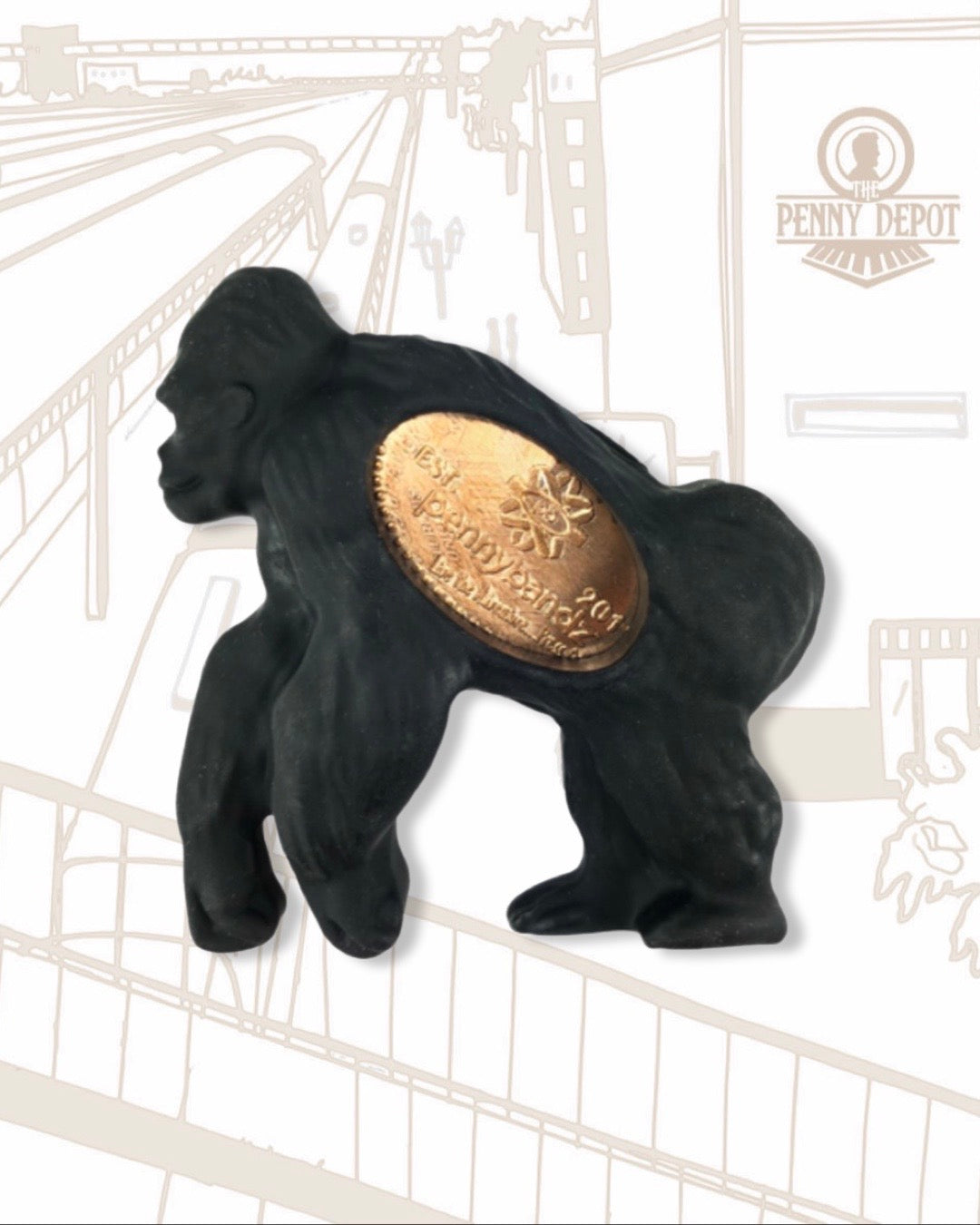 lizzard klapprad penny Tiny the Gorilla PennyPalz Pennybandz - Pressed Penny Magnet - Keychain - Necklace